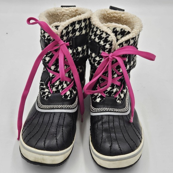Sorel Houndstooth Black White Tivoli Waterproof Ankle Winter Snow Boot Size 7 - Picture 5 of 9